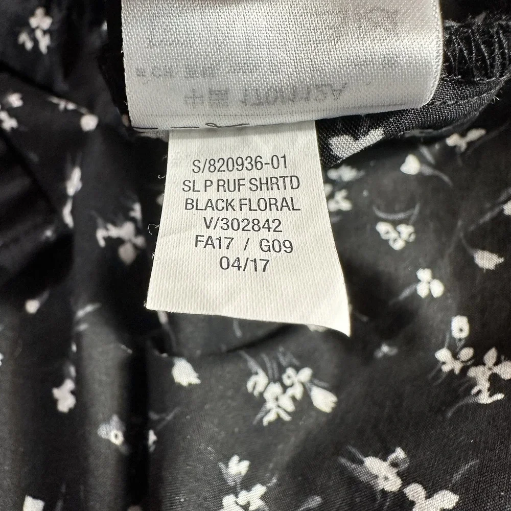 Old Navy Size X Large Black White Floral Cap Sleeve Ruffle Button Shirt Dress - Picture 9 of 9
